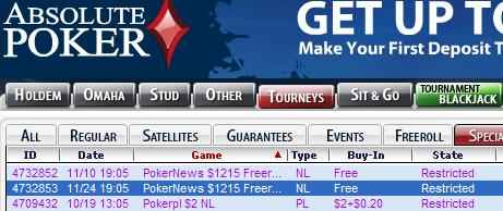 Absolute Poker Lobby