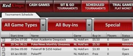 Turniej PokerNews w lobby RedKings Poker