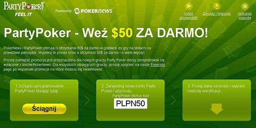 $50 za darmo od PokerNews na PartyPoker