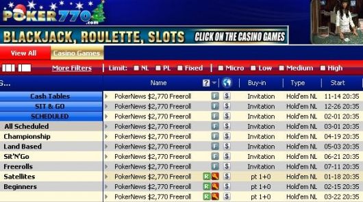 Um ano inteiro de freerolls de .770 no Poker770 101