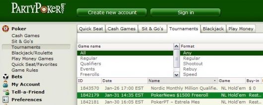 更多来自Party Poker的1500美元免费比赛 101