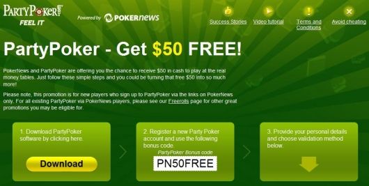 Party Poker 50美元免存! 101