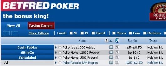 ,000 and 0 Cash Freerolls at Betfred Poker 101