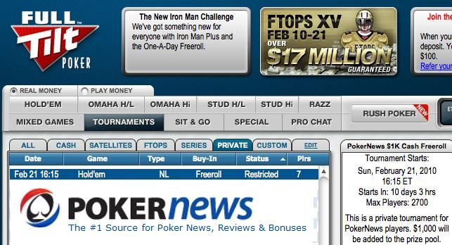 Freeroll-ul de Plus .000 se Întoarce pe Full Tilt 101