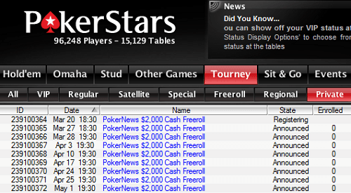 Freerolls de 2.000$ en premios de PokerStars 101