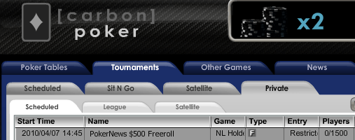 0 PokerNews Cash Freeroll Series na Carbon Poker 101