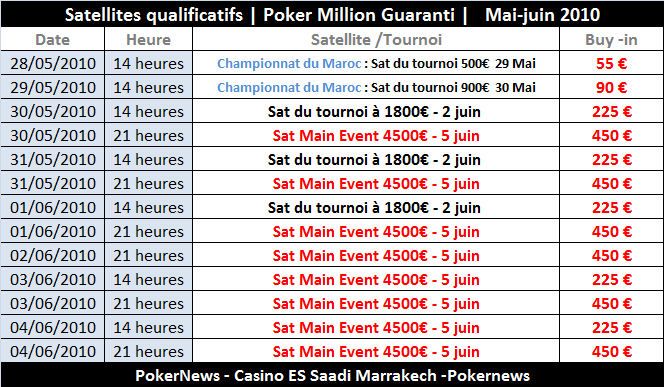 Tournoi Million Dollars garanti : Casino de Marrakech Es Saadi (programme complet) 101