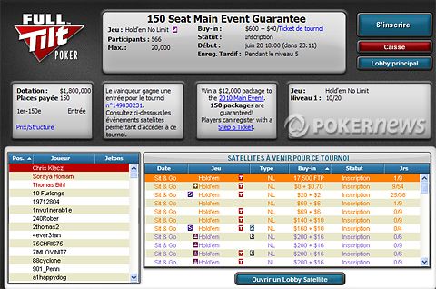 Full Tilt Poker : Satellite 150 packages WSOP Main Event garantis (20 juin) 101