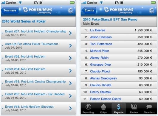 Appli iPhone - Live reporting PokerNews : Suivez tous les tournois de poker en direct 102