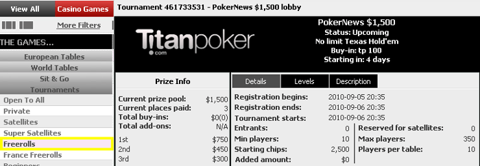 Club PokerNews Exclusive Titan Poker ,500 Freeroll Series - 2 Days left to Qualify! 101