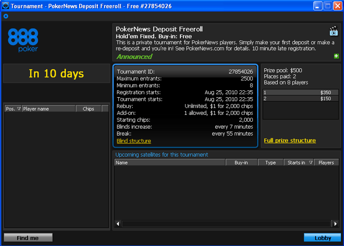 Den næste 0 PokerNews Deposit Freeroll hos 888 Poker Kommer Snart ! 101