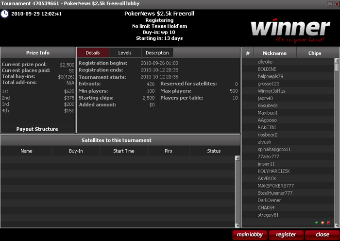 Winner Poker se întoarce cu seria freerollurilor de 2.500$. Numai 10 puncte pentru... 101