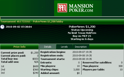 ¡Date prisa y calíficate para el freeroll de Mansion Poker de 1.200$ de esta noche! 102