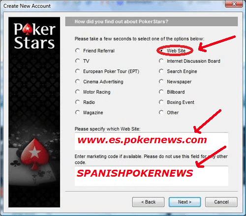 No te olvides: tienes que usar el código publicitario SPANISHPOKERNEWS cuando te registres en PokerStars para entrar en nuestras promociones exclusivas