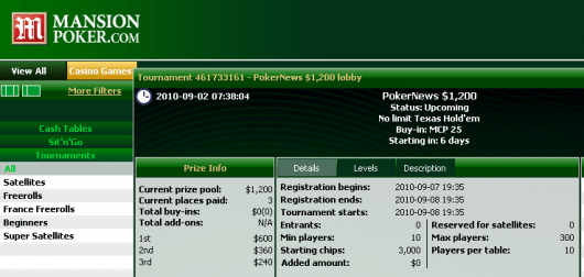 Clasifícate fácilmente para el freeroll de 1.200$ de Mansion Poker 102