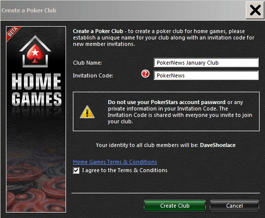 Pokerstars create private table