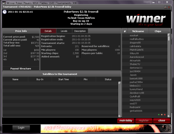 Winner Poker ir PokerNews ,500 vertės nemokamas turnyras 101