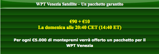 Settimanale Party Poker: Qualificazioni per il WPT Venezia, Anteprima WPT e Prossimi Tornei... 102