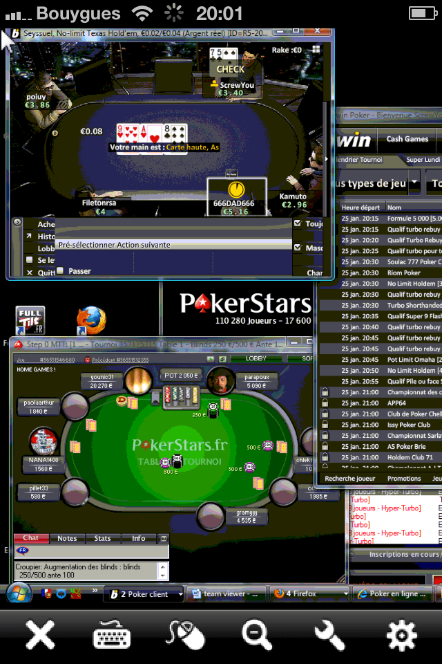 iPhone Poker :  toutes les poker rooms avec Team Viewer 102