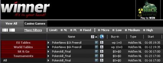 .000 Cash Freeroll Turnir na Winner Pokeru 101