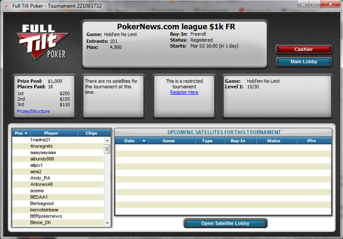 Клуб PokerNews Freeroll