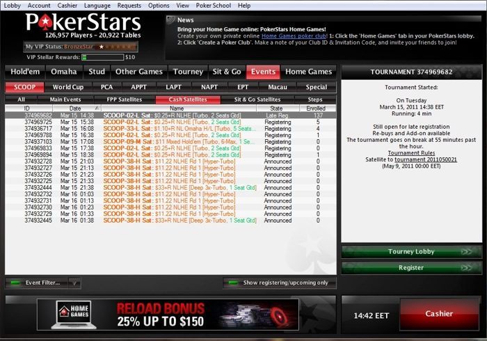 PokerStars SCOOP 2011 сателитите вече започнаха 101
