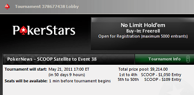 PokerStars SCOOP Freerolls - ,000 em Satélites Exclusivos 101