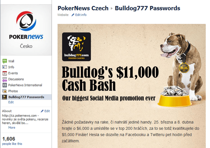 Na Facebooku klikněte vlevo na Passwords a získáte heslo do večerního freerollu