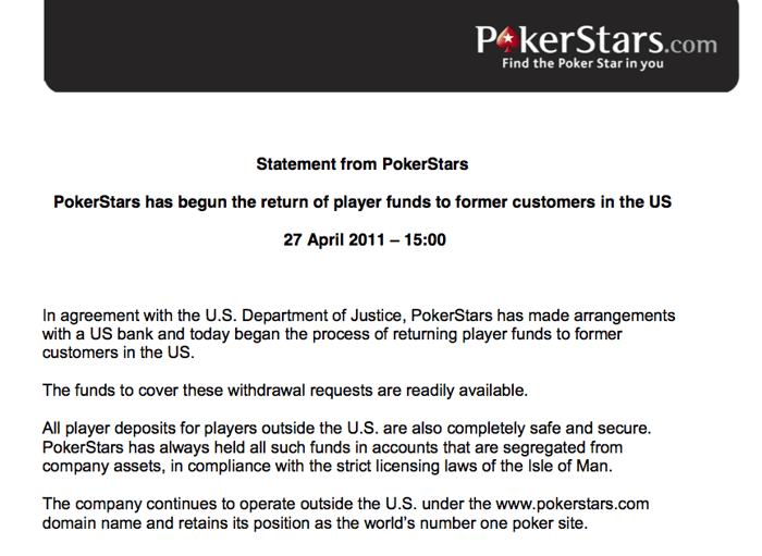 PokerStars Liberta o Dinheiro dos Jogadores 101