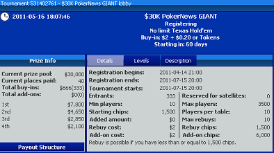 PokerNews GIANT:  Rebuy, ,000 Guarantee 101