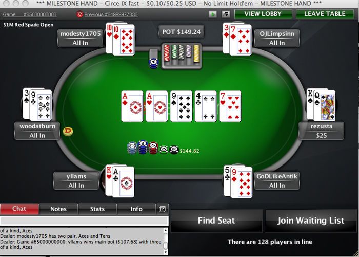 PokerStars.com : ‘yllams’ gagne 68.420$ sur une table 0,10$/0.25$ 102