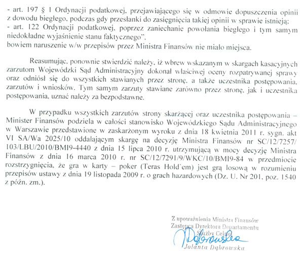 Jest odpowiedz Ministerstwa Finansów na skargę kasacyjną 110