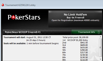 Está Chegando a Hora: ,500 PokerNews WCOOP Freerolls 101