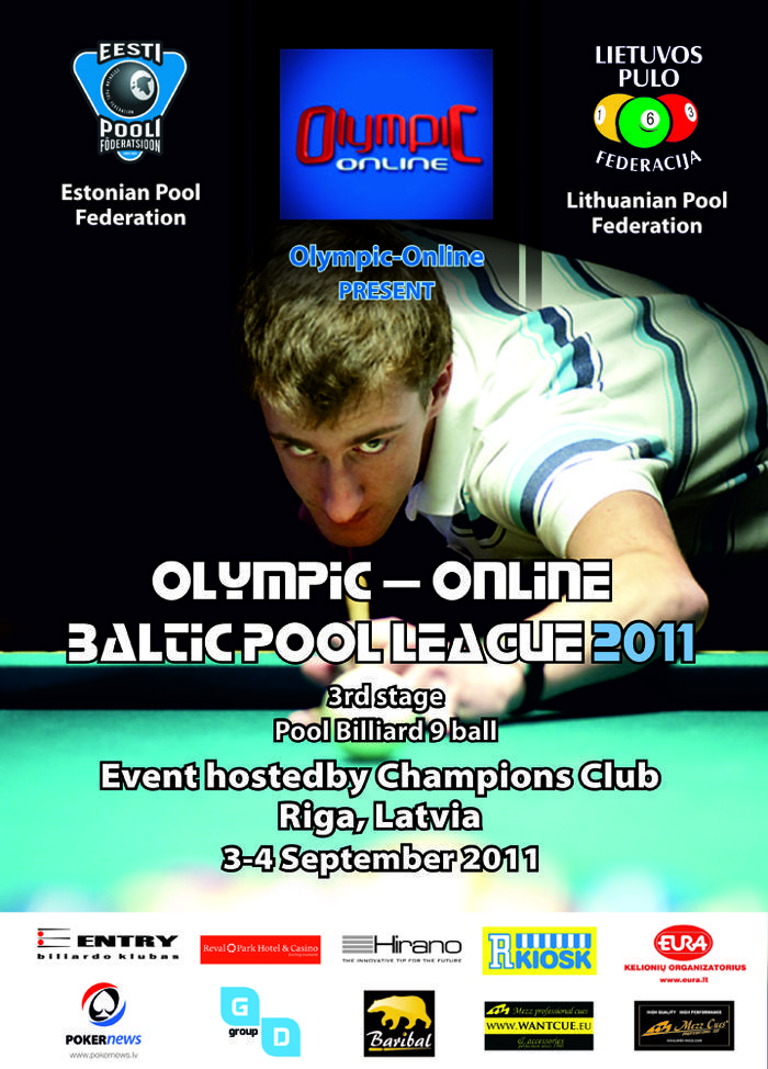 Olympic-Online Baltic Pool League vallutab Riia 101