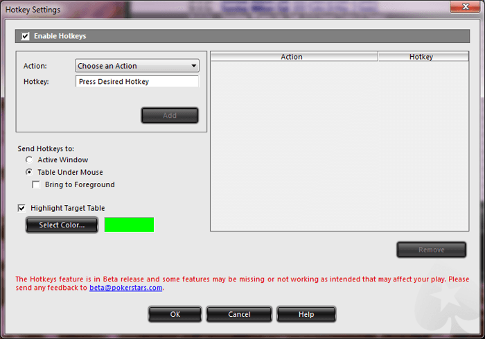 PokerStars Hotkeys (Beta)