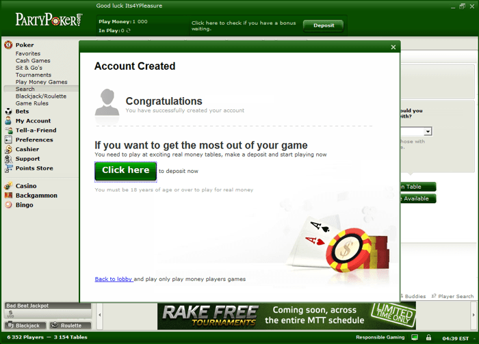 Klikněte na Click here pro registraci do Cashieru