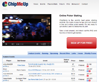 ChipMeUp - internetinė pokerio akcijų birža