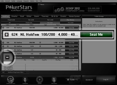 Групиране на маси в PokerStars