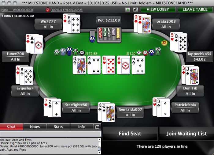 PokerStars : la 80 milliardième main fait neuf heureux en NL25 101