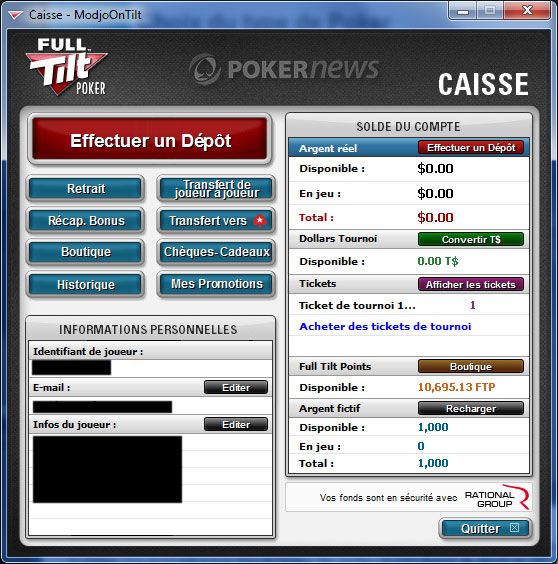 Full Tilt Poker réouvre en play money 105