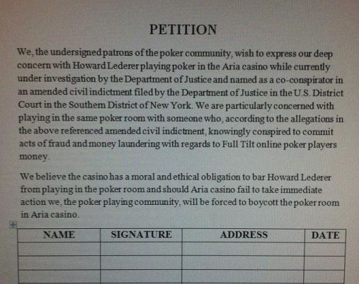 The Nightly Turbo: Petition Against Howard Lederer, PokerStars' Legal Battle, and More 101