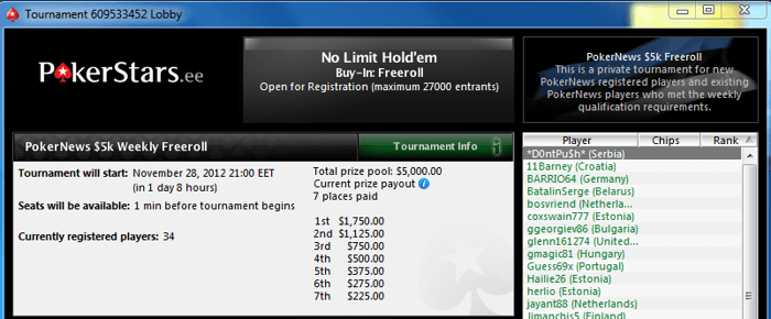 Ära maga maha viimaseid 00 freerolle Pokerstarsis! 101