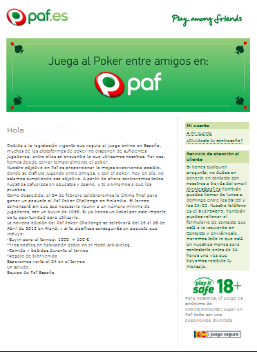 Cierre de PafPoker.es en España, un final de despedida 101