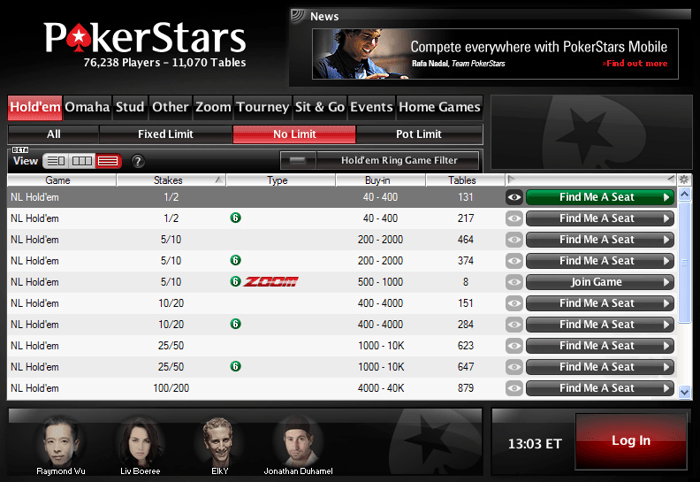 Новия изглед Групи в лобито на PokerStars