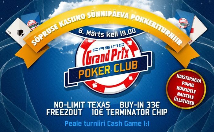 Reedel toimub Grand Prix Sõpruse kino kasiino sünnipäevaturniir 101