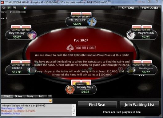 Mâna PokerStars 100 de miliarde, împărțită la microstakes. Câștigătorul a luat... 101