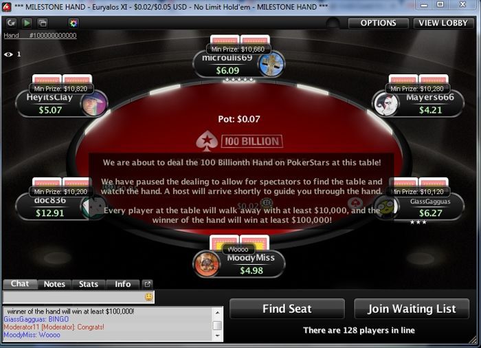 Vakar buvo padalinta 100-milijardinė ranka PokerStars kambaryje. Jos laimėtojui atiteko... 101