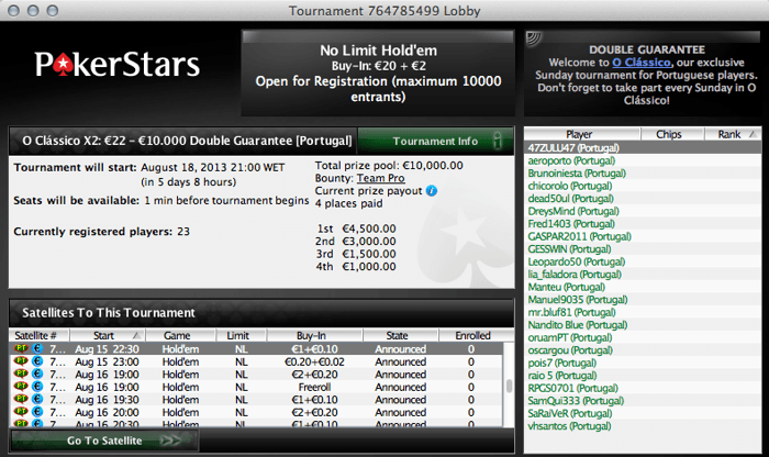 Clssico X2 - 10,000 de Prize Pool Garantido na PokerStars 101