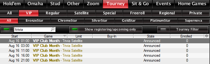PokerStars VIP klubi kuu: 000 000 loos 101