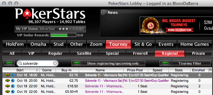 Satélites Solverde #11 (Vilamoura) a Decorrer na PokerStars 101
